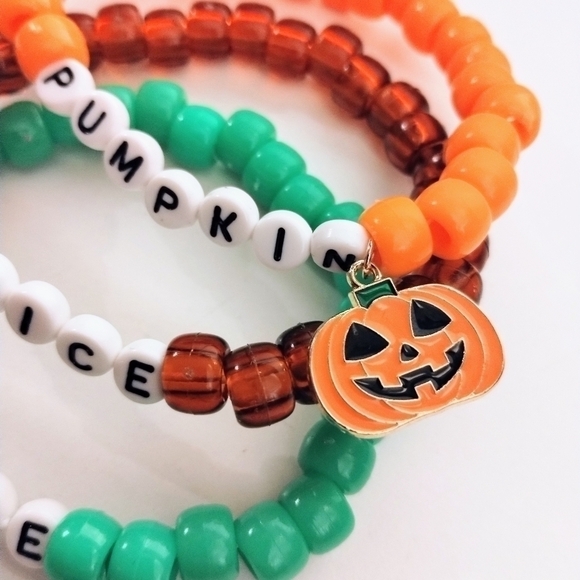 STACKABLE Charm Halloween Fall Pumpkin Spice Life Kandi Bracelets - Picture 4 of 6